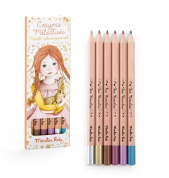 6 crayons métallisés Les Rosalies - Moulin Roty