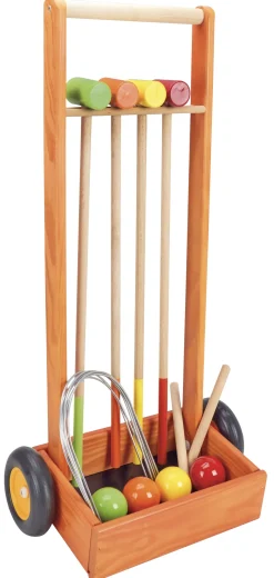 Croquet en bois 4 joueurs sur chariot Jeujura