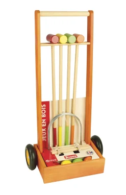 Croquet en bois 4 joueurs sur chariot Jeujura