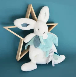 Doudou plat lapin Happy Pop Doudou Pompon Paon - Doudou et compagnie