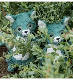 Peluche Raton laveur vert maman-bébé Les Ptipotos - Les Déglingos