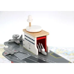 Porte-avions en bois et 5 accessoires - Vilac