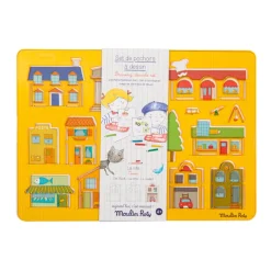 Set de pochoirs à dessin Ville Aujourd'hui c'est mercredi - Moulin Roty