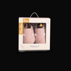 Chaussons cuir souris rose La petite école de danse 18/24 m - Moulin Roty